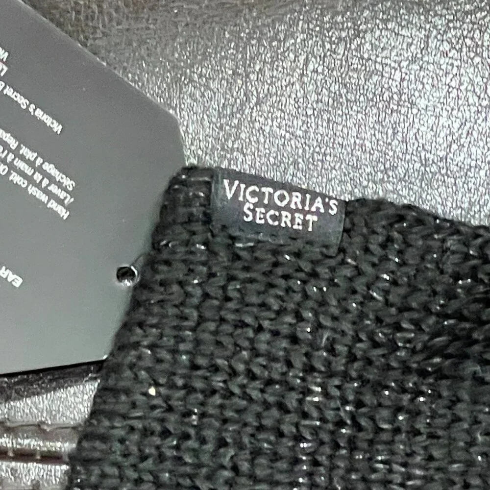 New Victoria's Secret Headband Winter Angel Sparkle Snowflake Ear Warmer Black